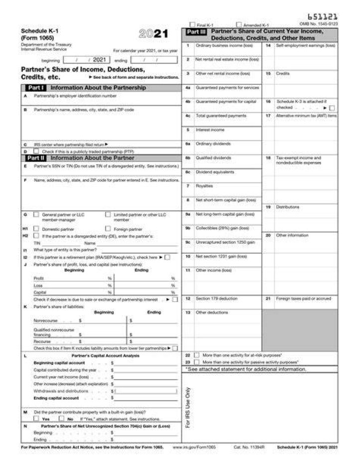 Is the Schedule K-1 included in Form 1065?
