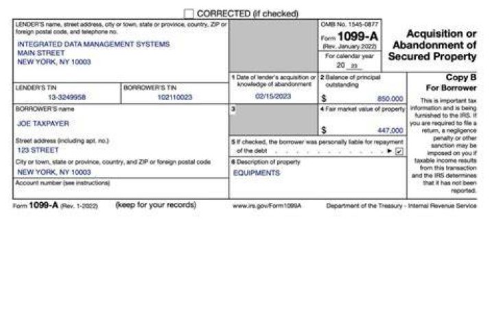 What is a 1099a used for?